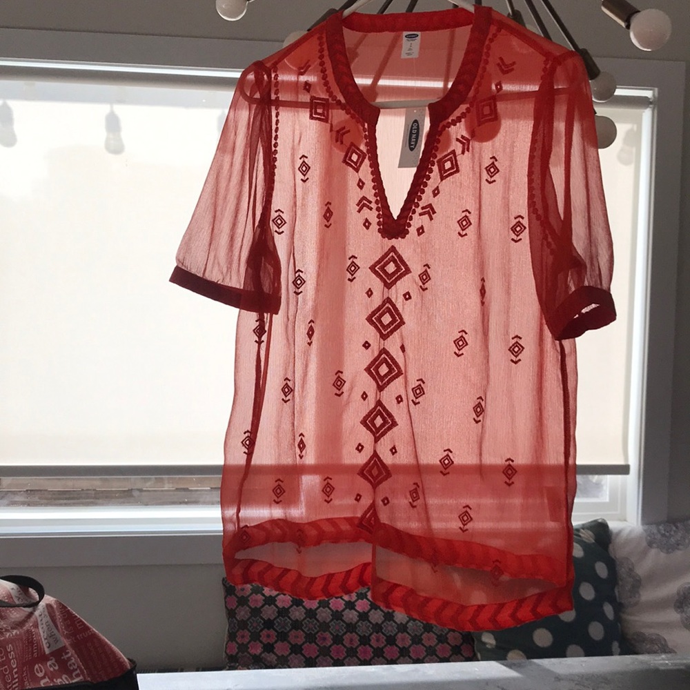 sheer orange shirt - Picture 4 of 6